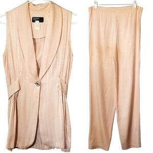 7008 * Dawn Joy Fashions Vintage Pantsuit Set Vest Peach Size S 80s